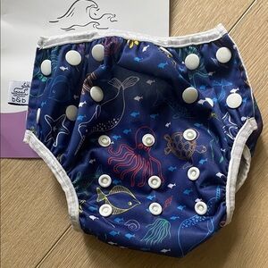 Bambi & Boo Reusable Swim Diaper Blue Ocean Print 0-35 months 8-36 lbs